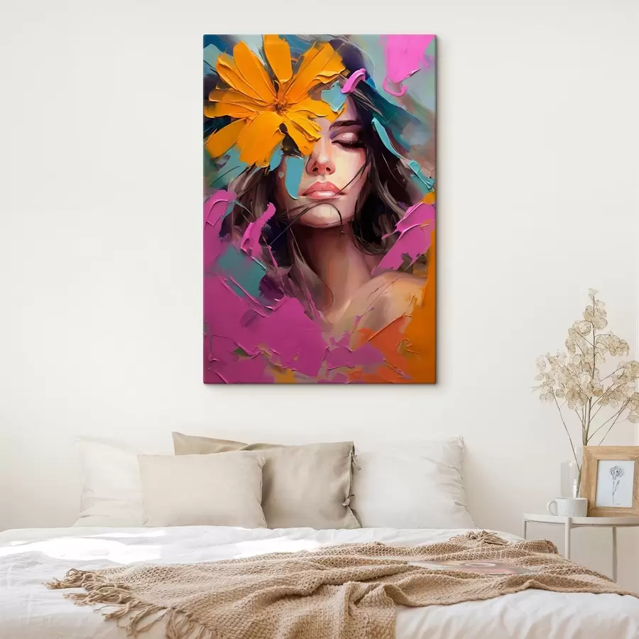 Paveikslėlis Abstraktus mergaitės su gėle portretas s42748