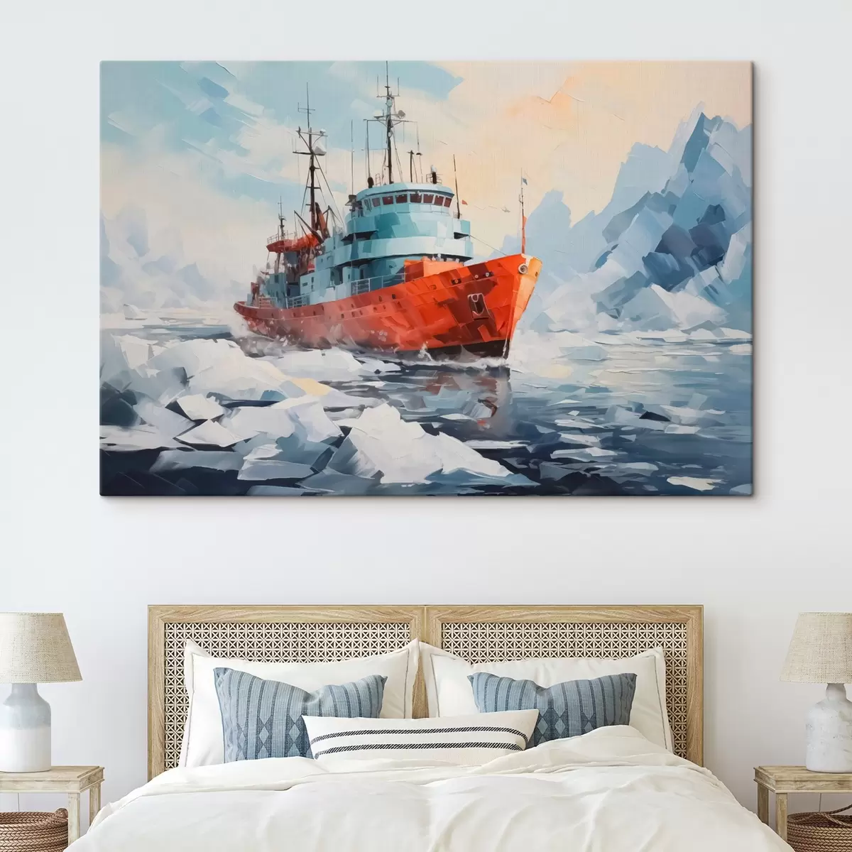 Paveikslėlis Raudonas laivas tarp ledo s42750