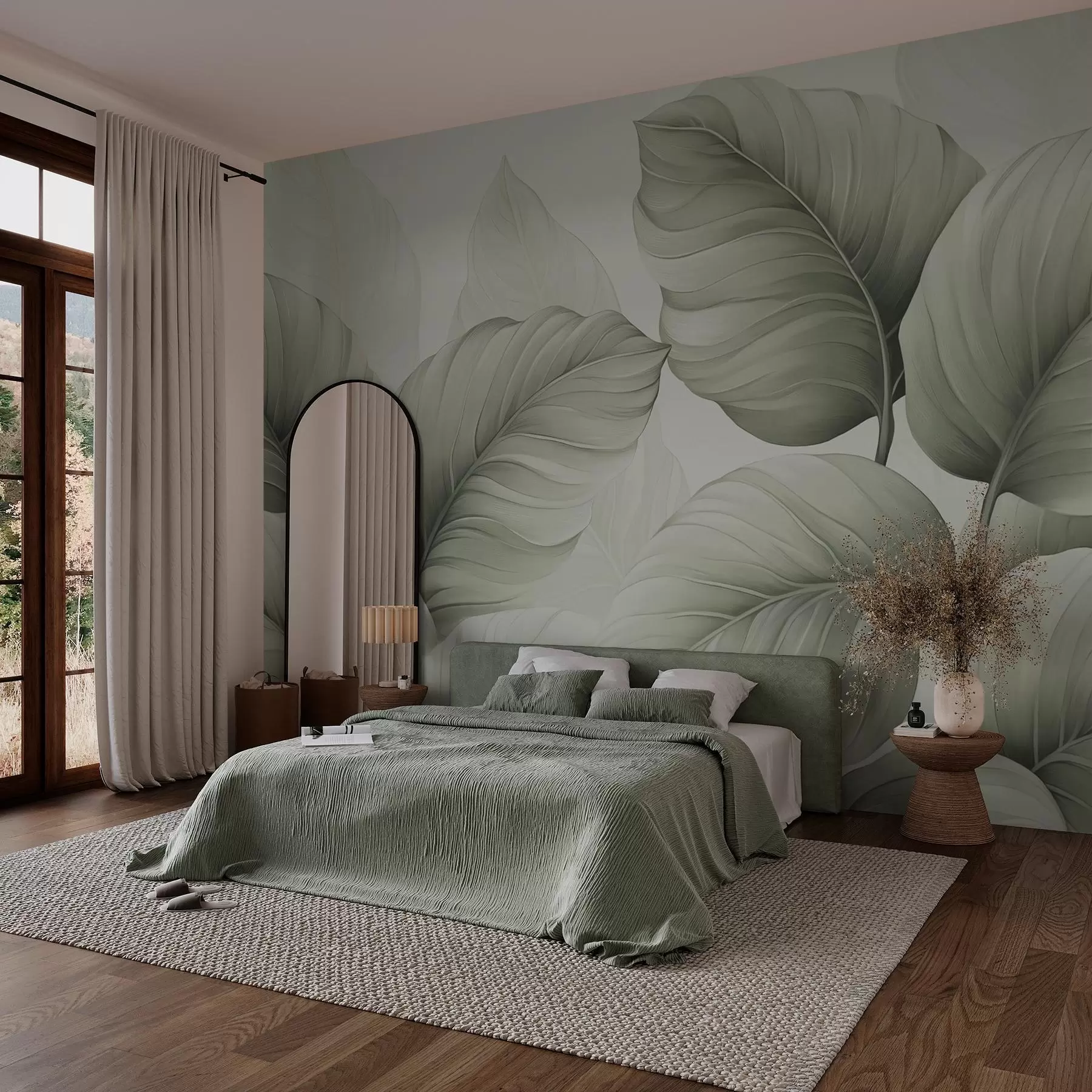 Fototapetai Dideli lapai žalių atspalvių w02944v1