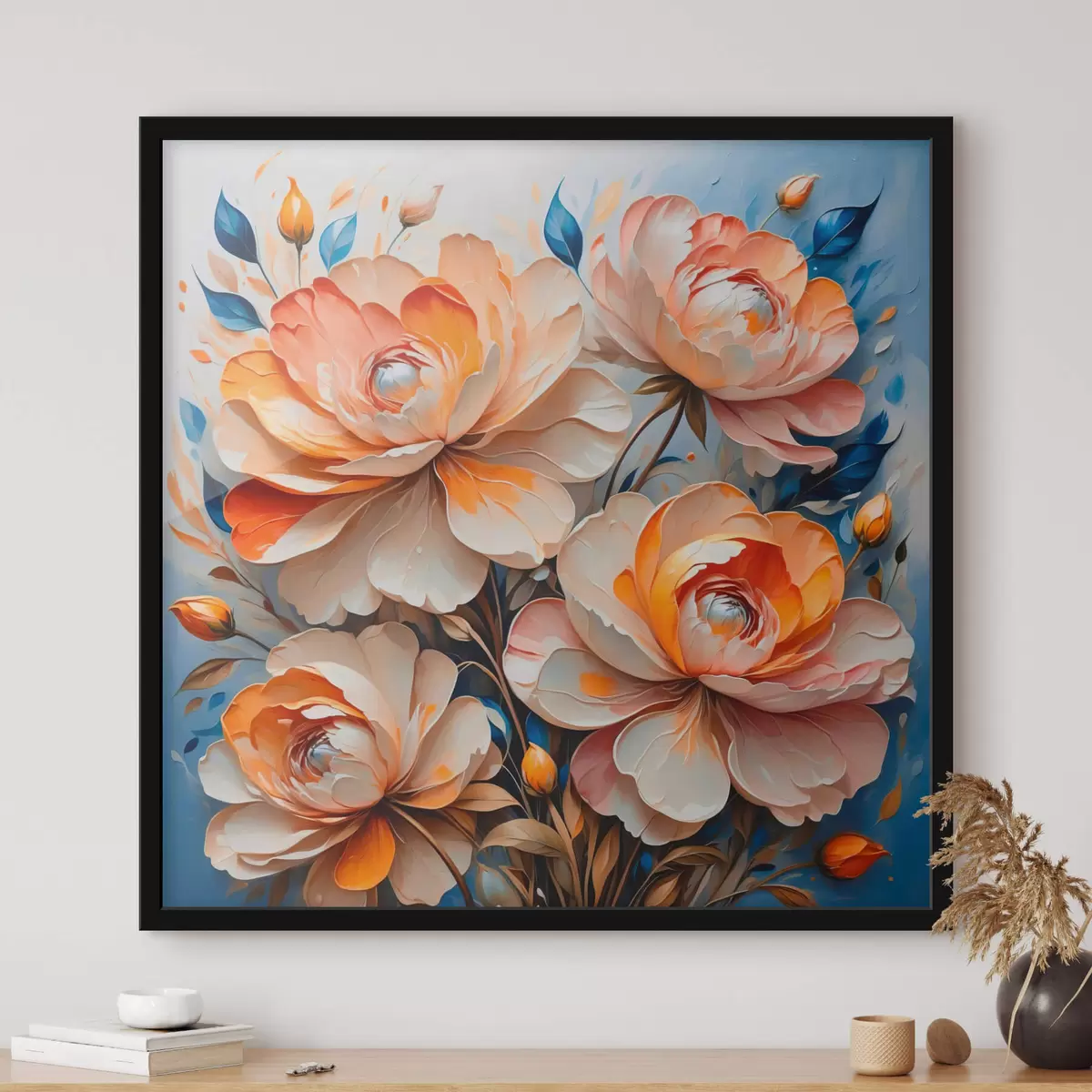 Plakatas Gėlės mėlyname fone f42709
