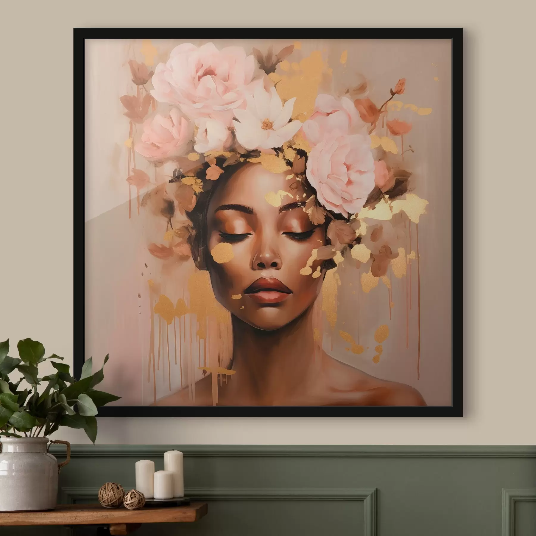 Fototapetai Mergaitė su gėlių vainiku f42814