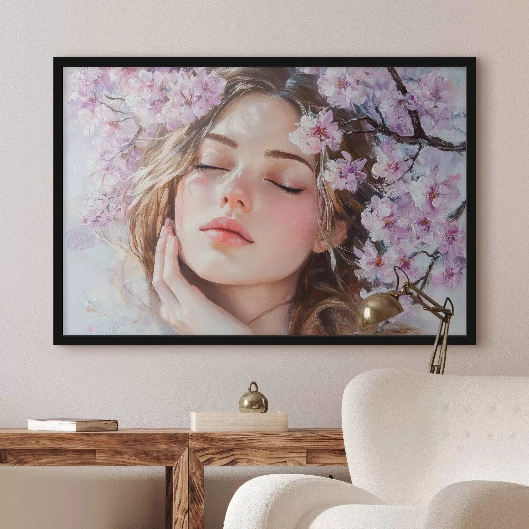 Paveikslėlis Mergaitė prie žydinčios šakos f42857