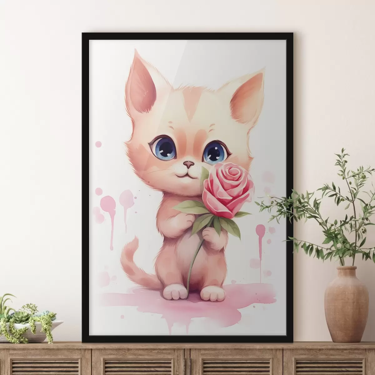 Plakatas Miela katė su rože f42866