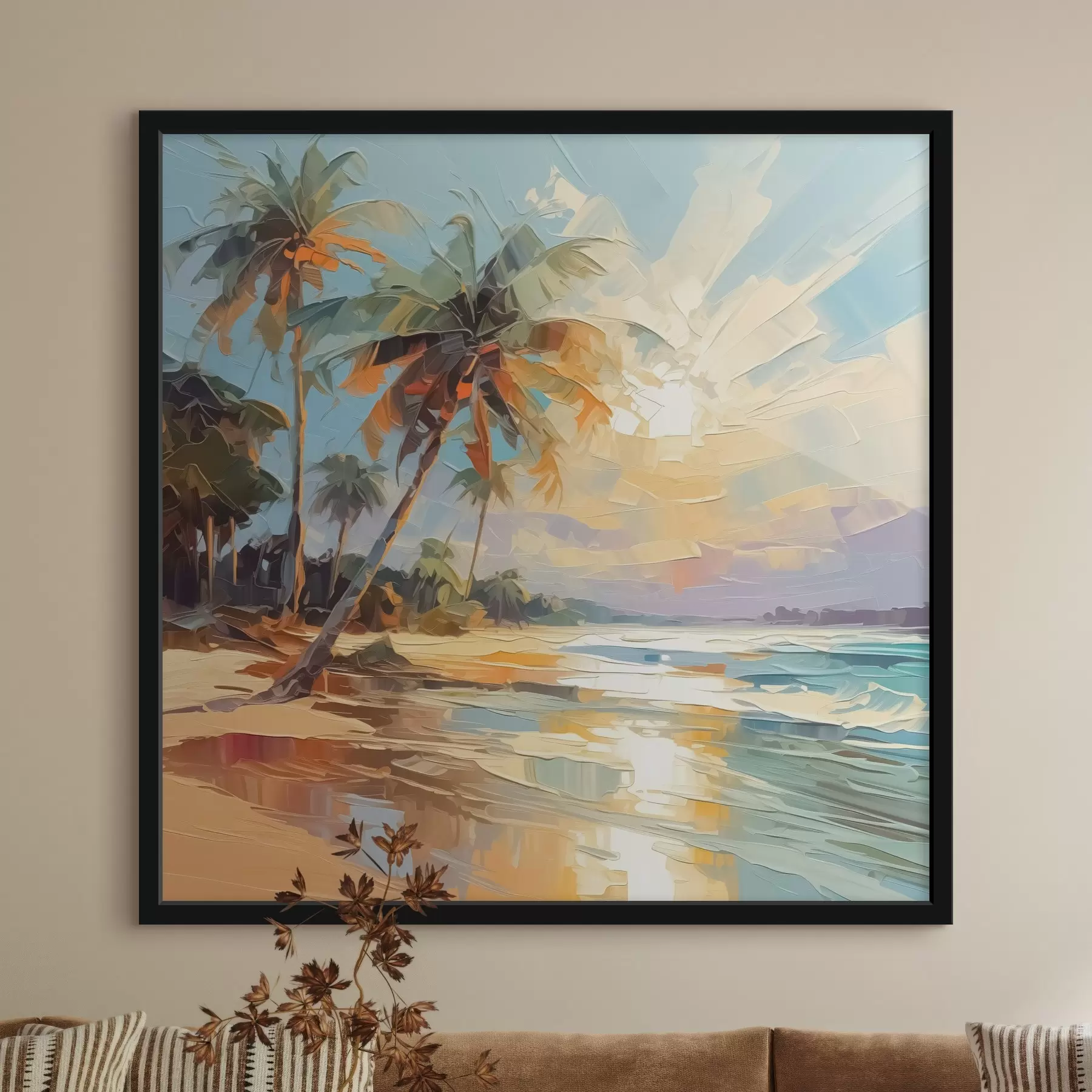 Fototapetai Palmės prie jūros tapybos imitacija f42897