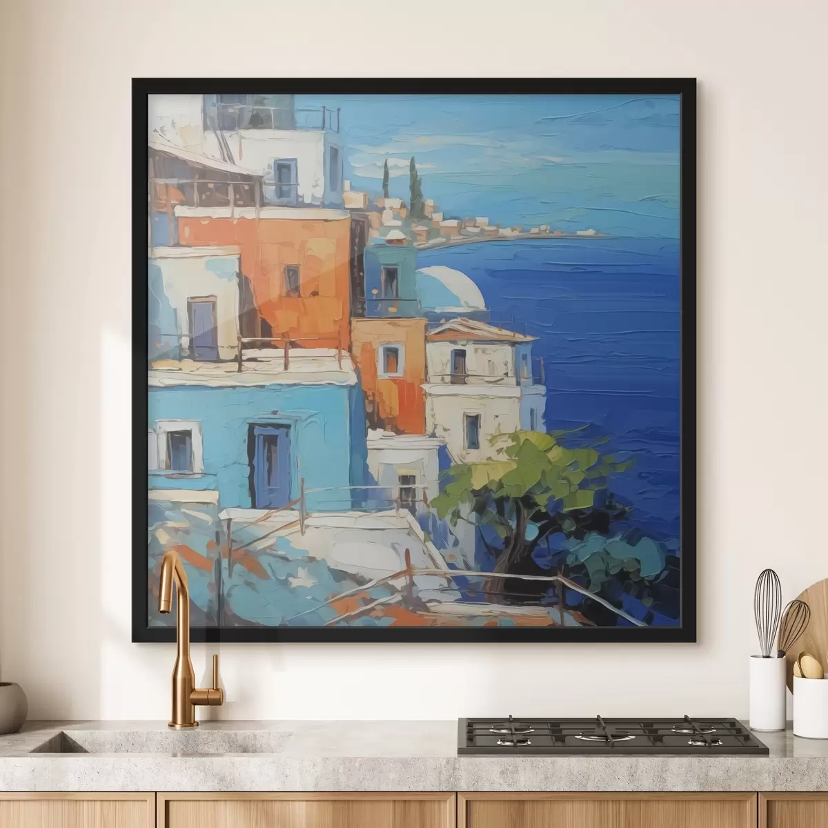 Plakatas Namai prie jūros - tapybos potėpių imitacija f42899