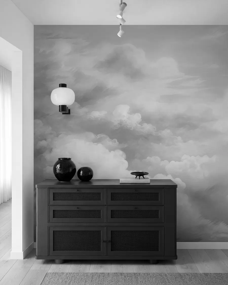 Fototapetai šviesūs pilkų atspalvių debesys w03047v1