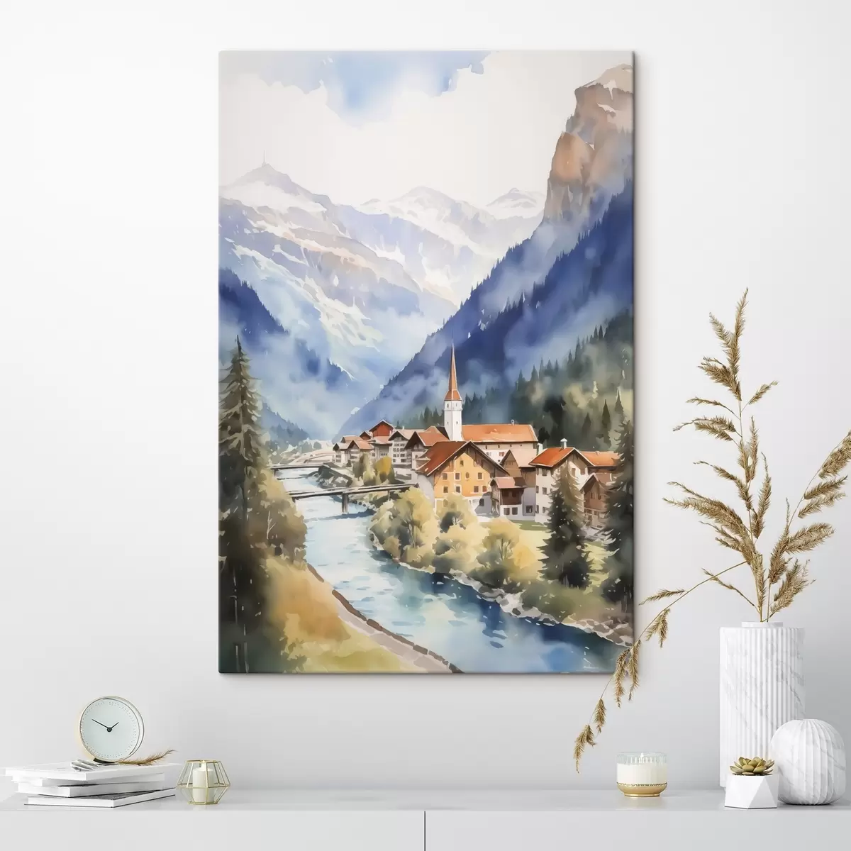 Paveikslėlis Kaimas prie kalnų imitacijos akvarelė s42964