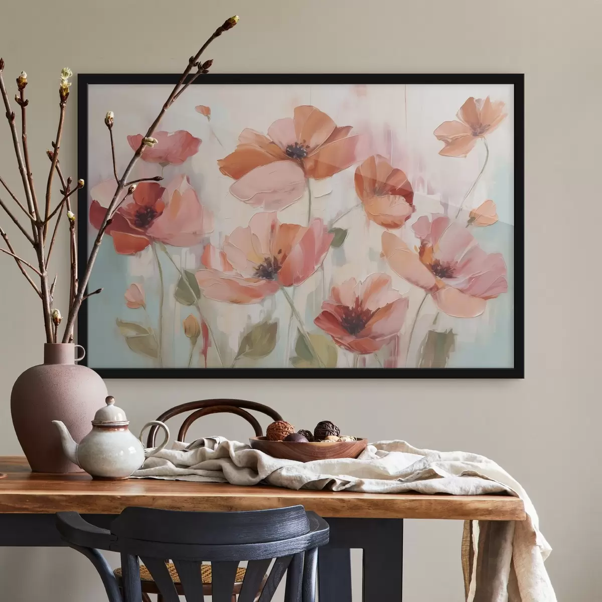 Plakatas Abstrakti aguonų imitacija tapyba f42956