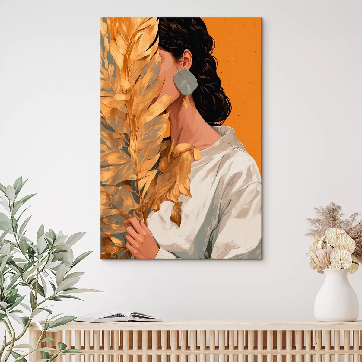 Paveikslėlis Mergaitė su atogrąžų lapu s42765