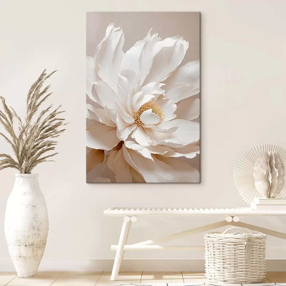 Paveikslėlis Balta gėlė smėlio spalvos fone s42778