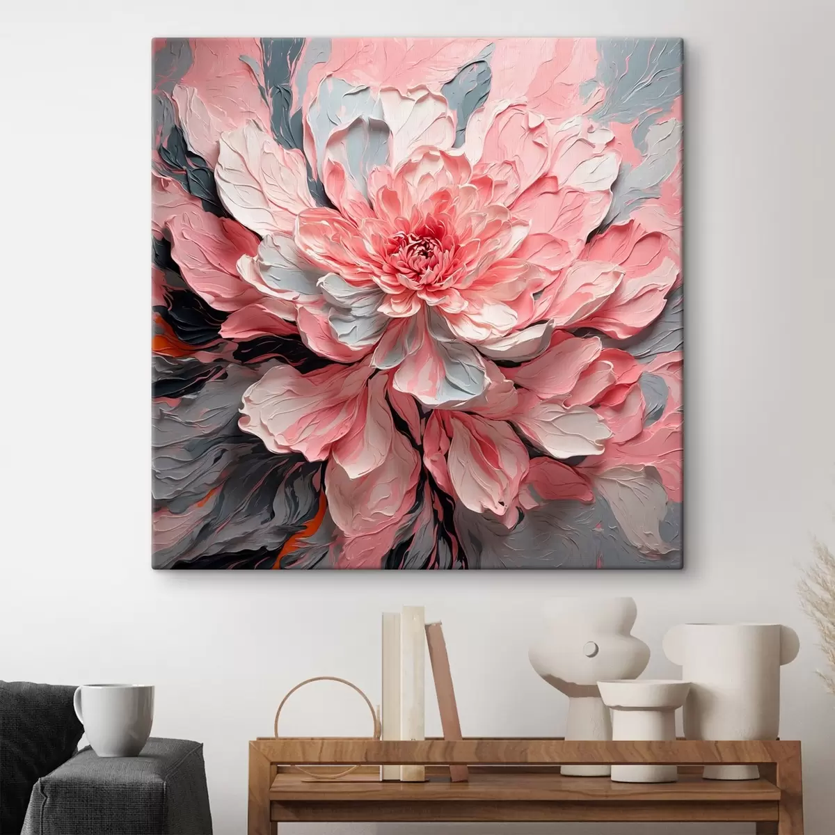 Paveikslėlis Rožinė gėlė aliejinės tapybos stiliumi s42917