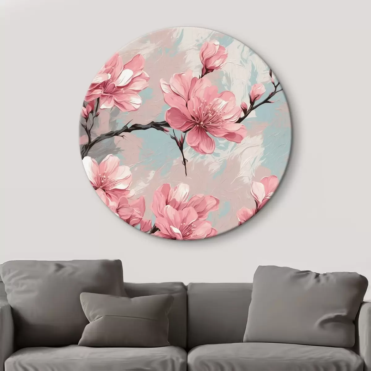 Apvalūs paveikslai Rožinė flowerr ir rtemr akrilo tapyba rtyle r42918