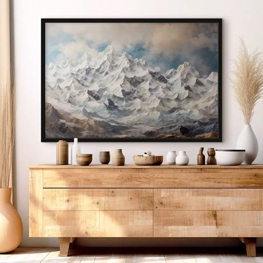 Fototapetai fnowy mountainf akfiliško tapymo stiliumi f42775