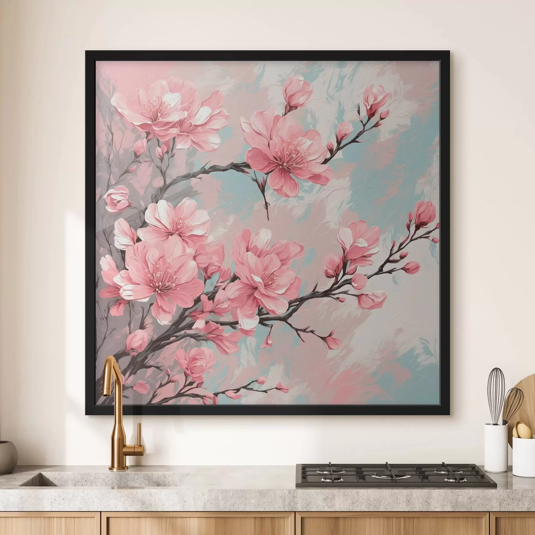 Paveikslėlis Pink floweff ir ftemf akfiliško tapymo stiliumi f42918
