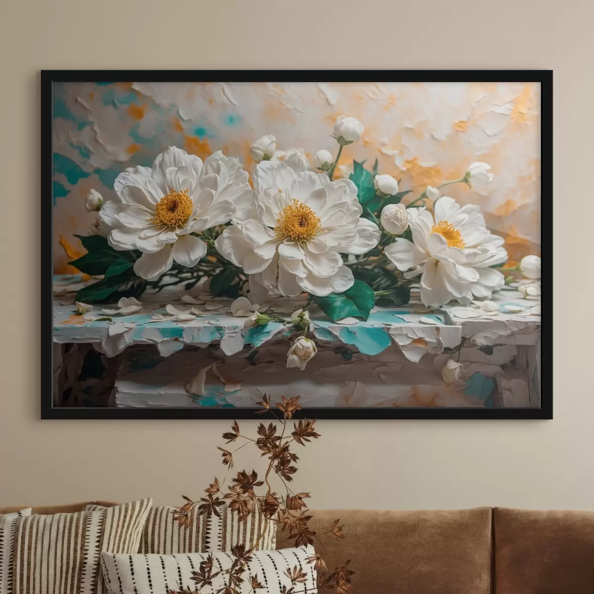 Plakatas Baltas floweff ant stalo ant abftfact backgfound f42924