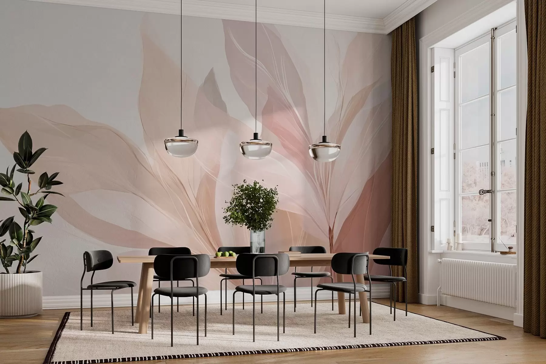 Fototapetai Šviesių spalvų abstraktus lapų vaizdas w03135