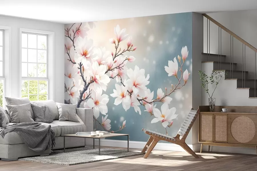 Fototapetai Žydinčios šakos, nupieštos abstrakčiai w03202
