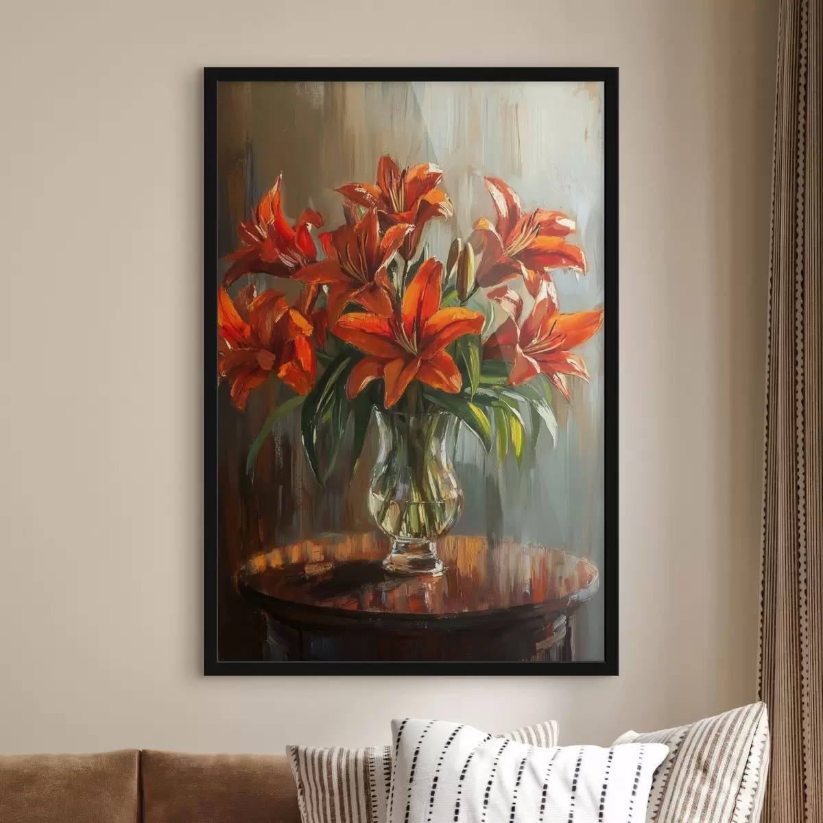 Plakatas Raudonos lelijos aliejinių dažų stiliumi f42977