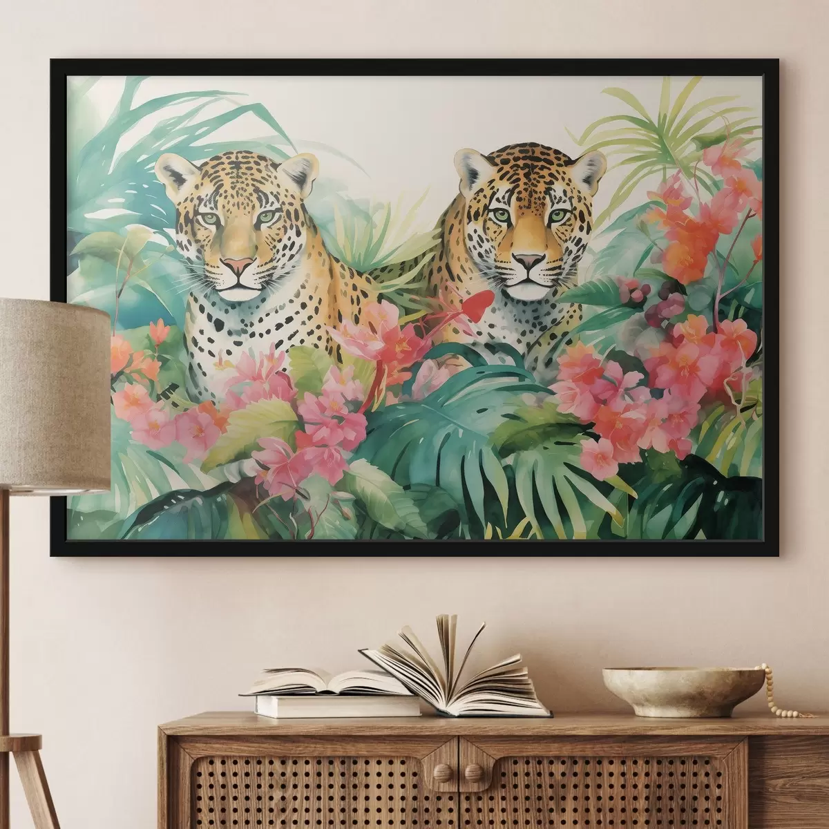 Plakatas Leopardų pora atogrąžų tankumynuose f43036