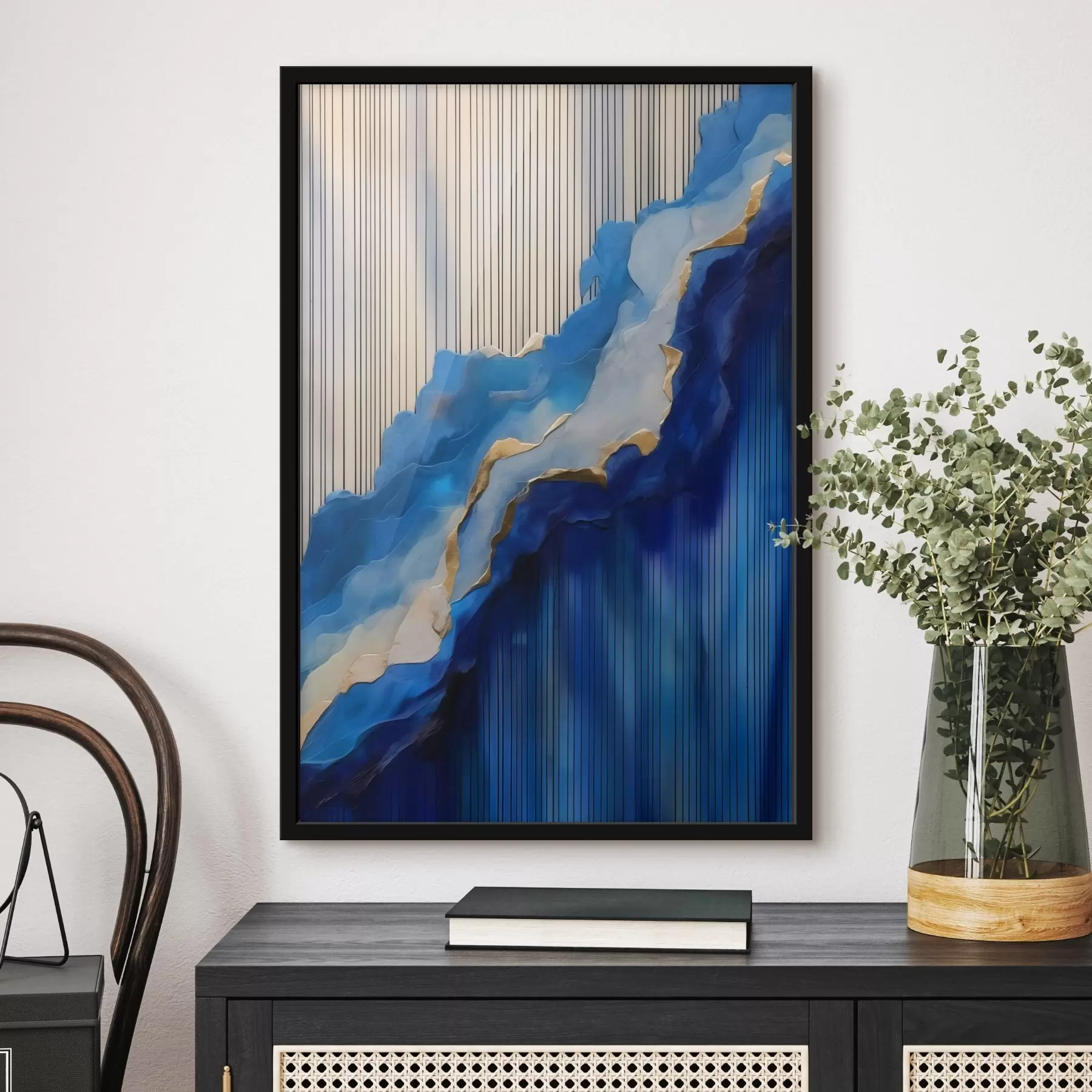 Fototapetai Abstrakčios mėlynos tekstūros su linijomis fone f43002