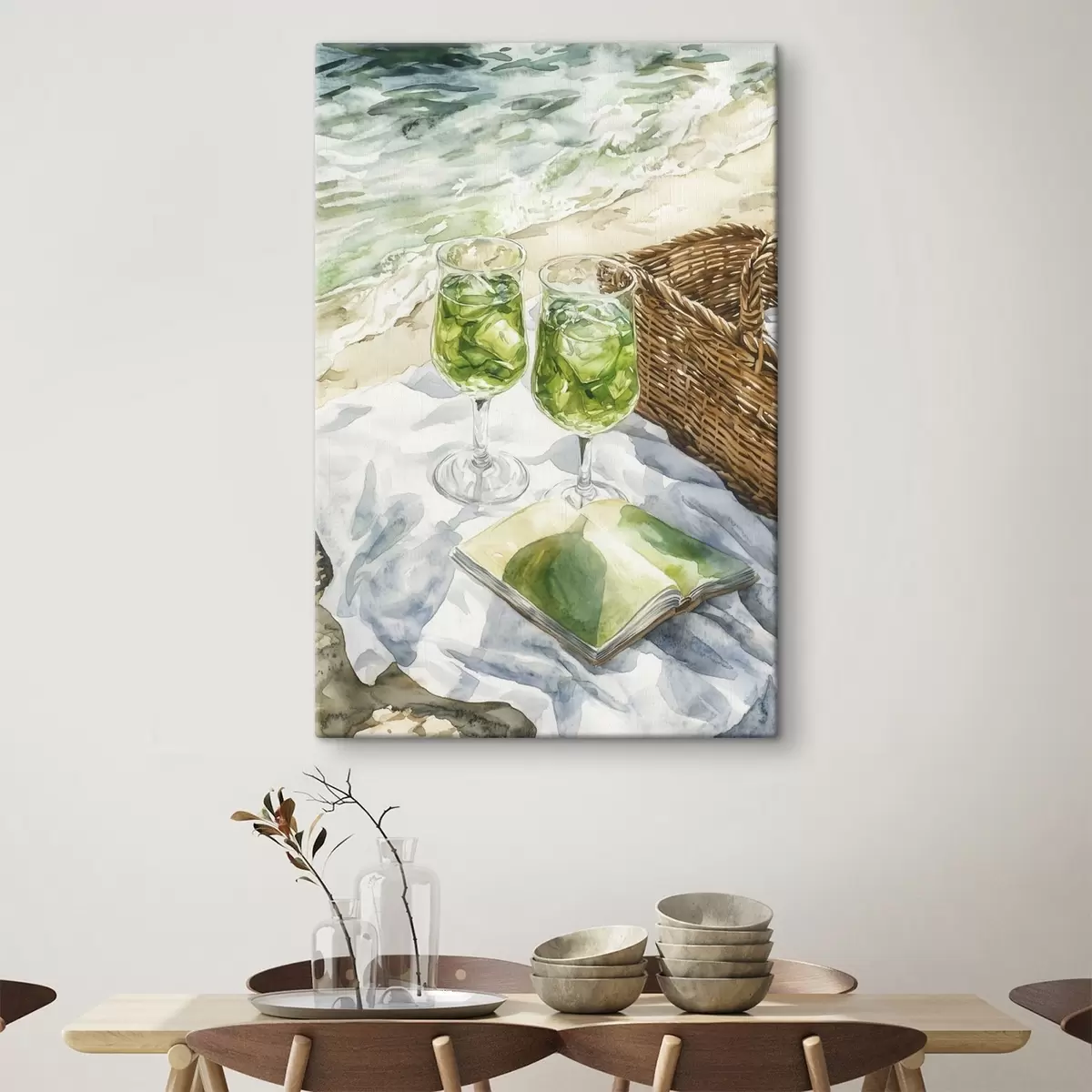 Paveikslėlis Kokteiliai paplūdimyje, akvarelės stiliaus piešinys, vandenynas, vasara s43067