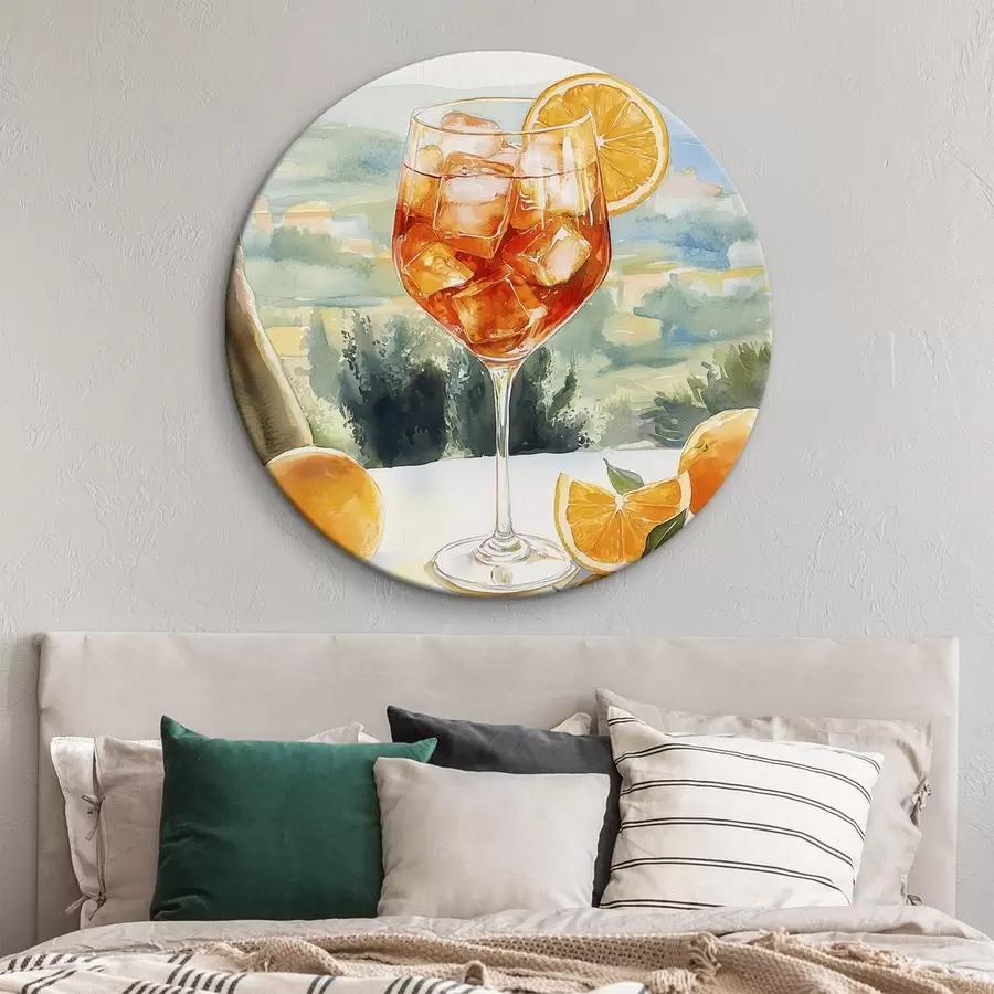 Paveikslėlis Vasaros kokteilis, Aperol Spritz, apelsinai, akvarelės stiliaus piešinys r43058