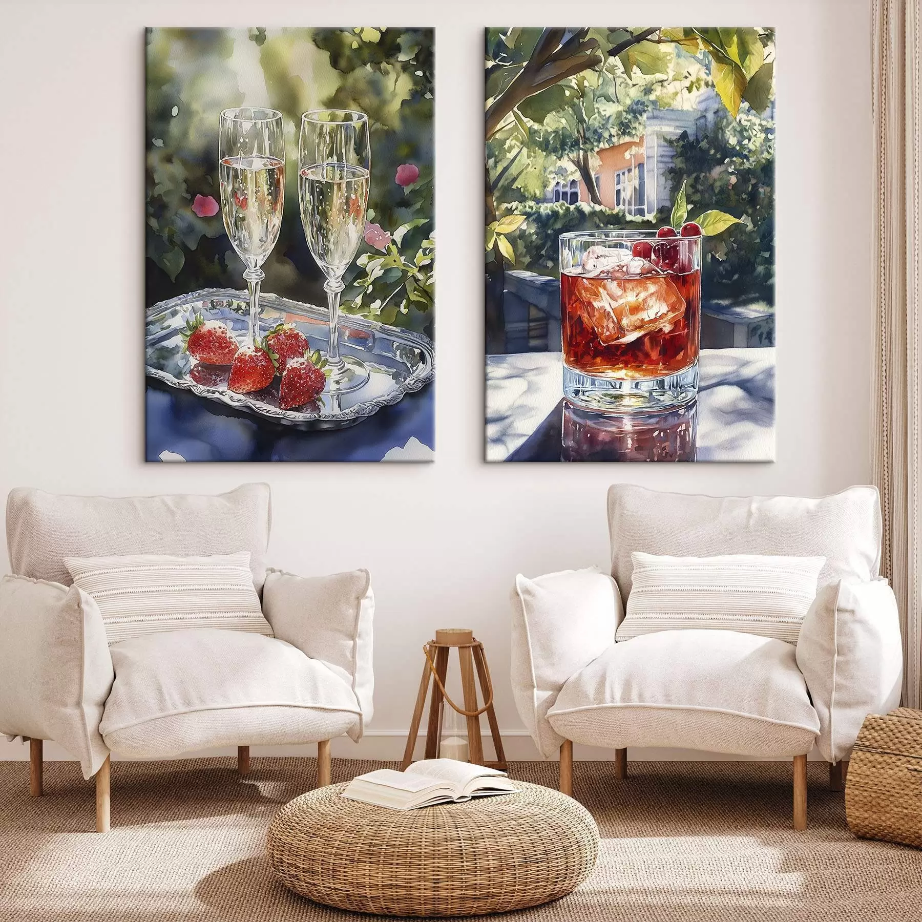 Paveikslėlis Skanūs kokteiliai su uogomis, akvarelės stilius, estetika, vasaros gamta m00415