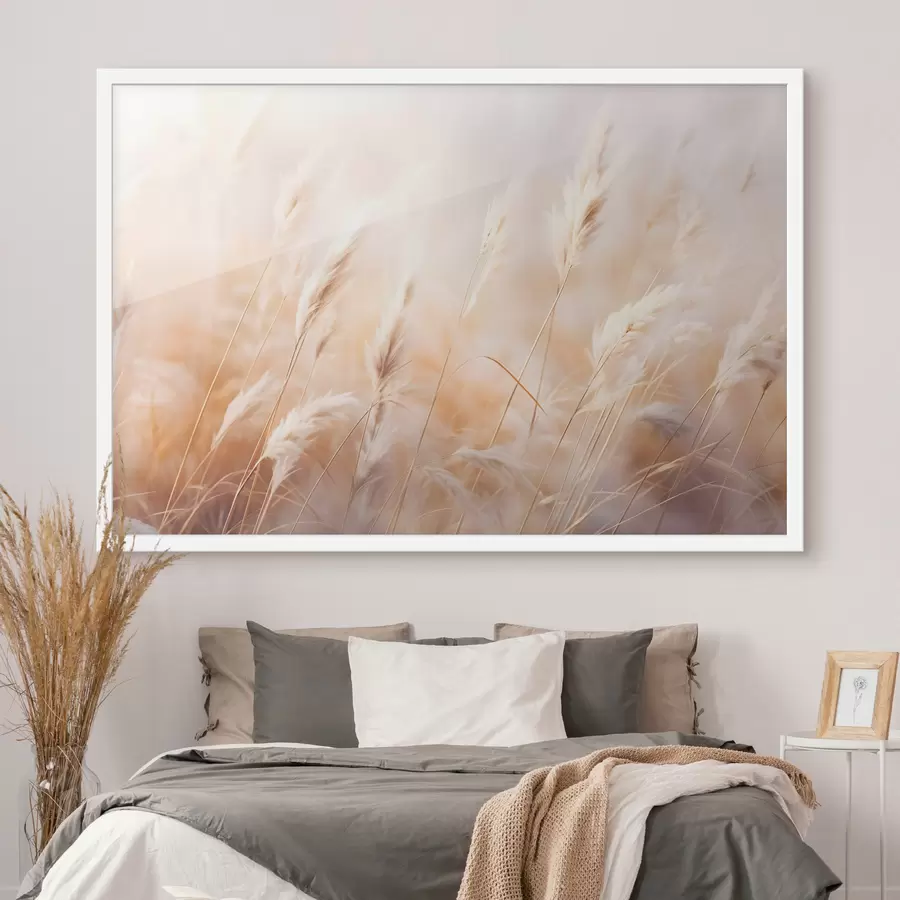 Fototapetai Pampų žolė su minkšta, išsklaidyta šviesa, sukurianti šiltą, pastelinių spalvų mišinį fone f43157