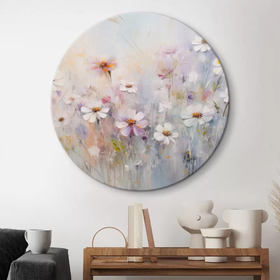 Paveikslėlis Abstraktus tekstūruotas baltų ir rausvų gėlių laukas, švelnios pastelinės spalvos, subtilūs potėpiai, gėlių pieva r43170