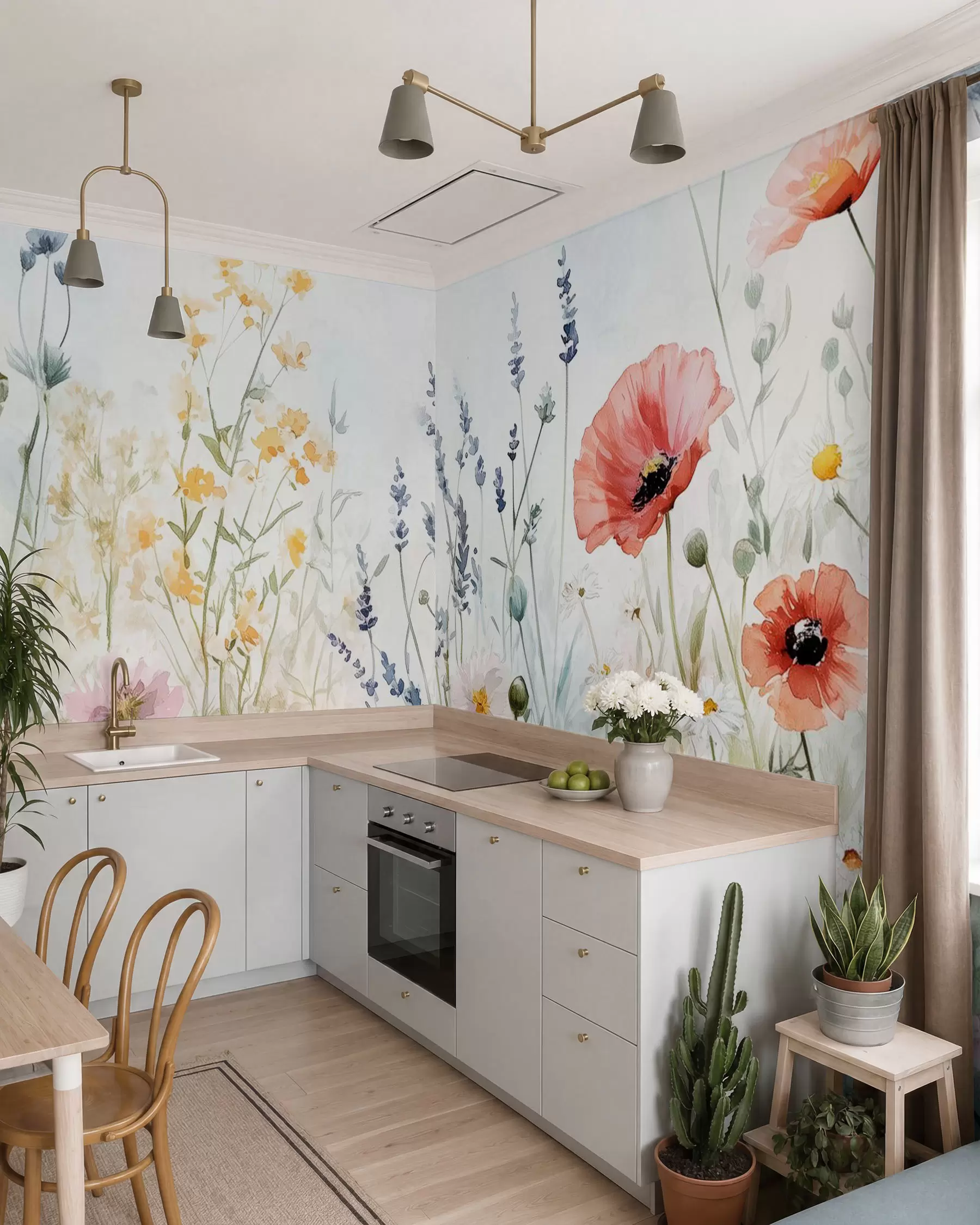 Fototapetai laukinių gėlių ir aguonų gavimo technika w03281