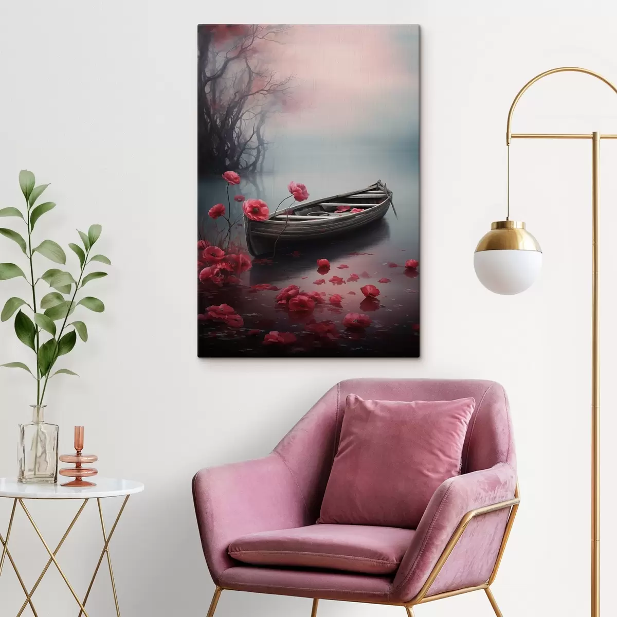 Paveikslėlis Valtis ir aguonų žiedai ežere s43203