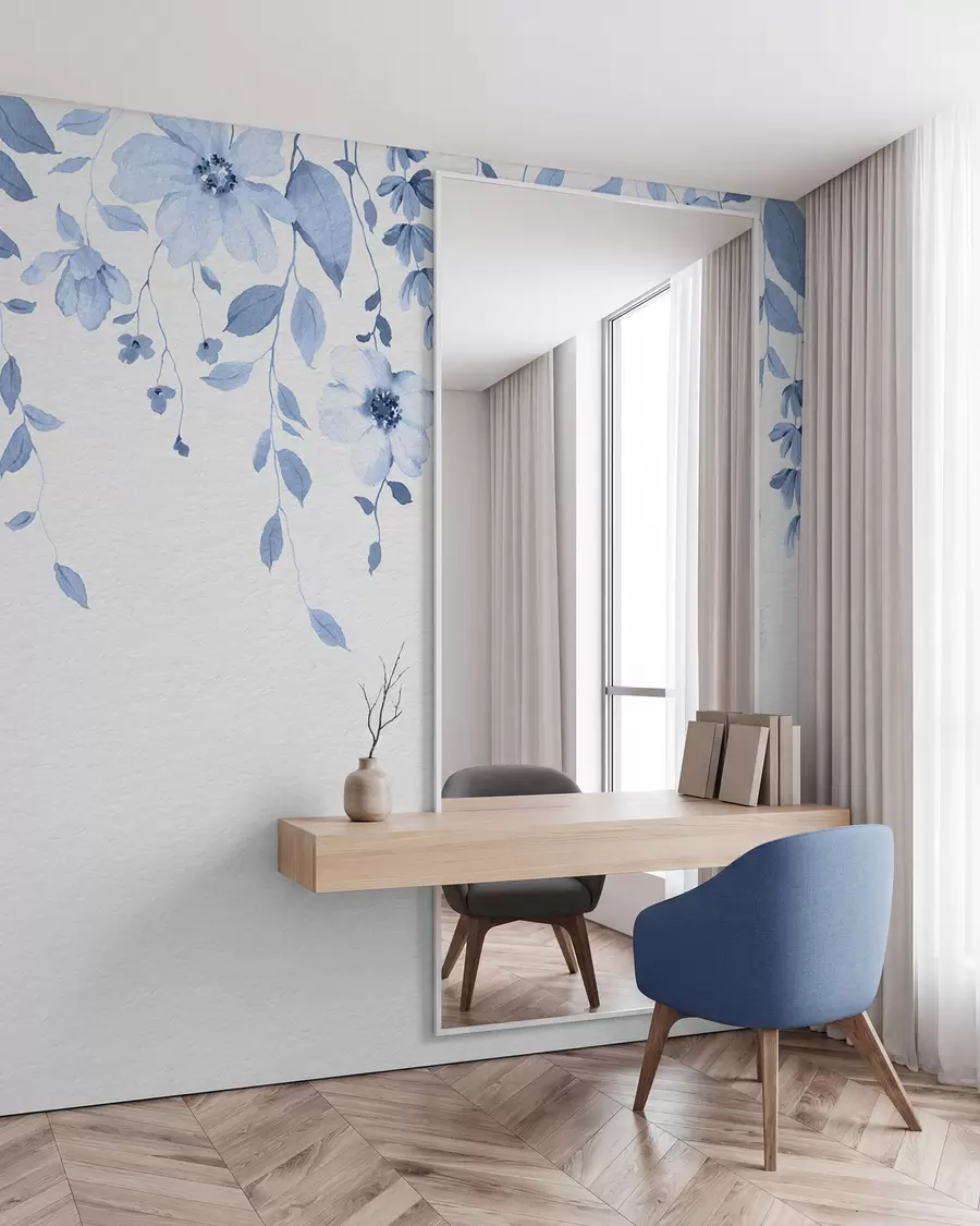 Fototapetai Pakabinamos akvarelinės gėlės ir lapai w03315v3