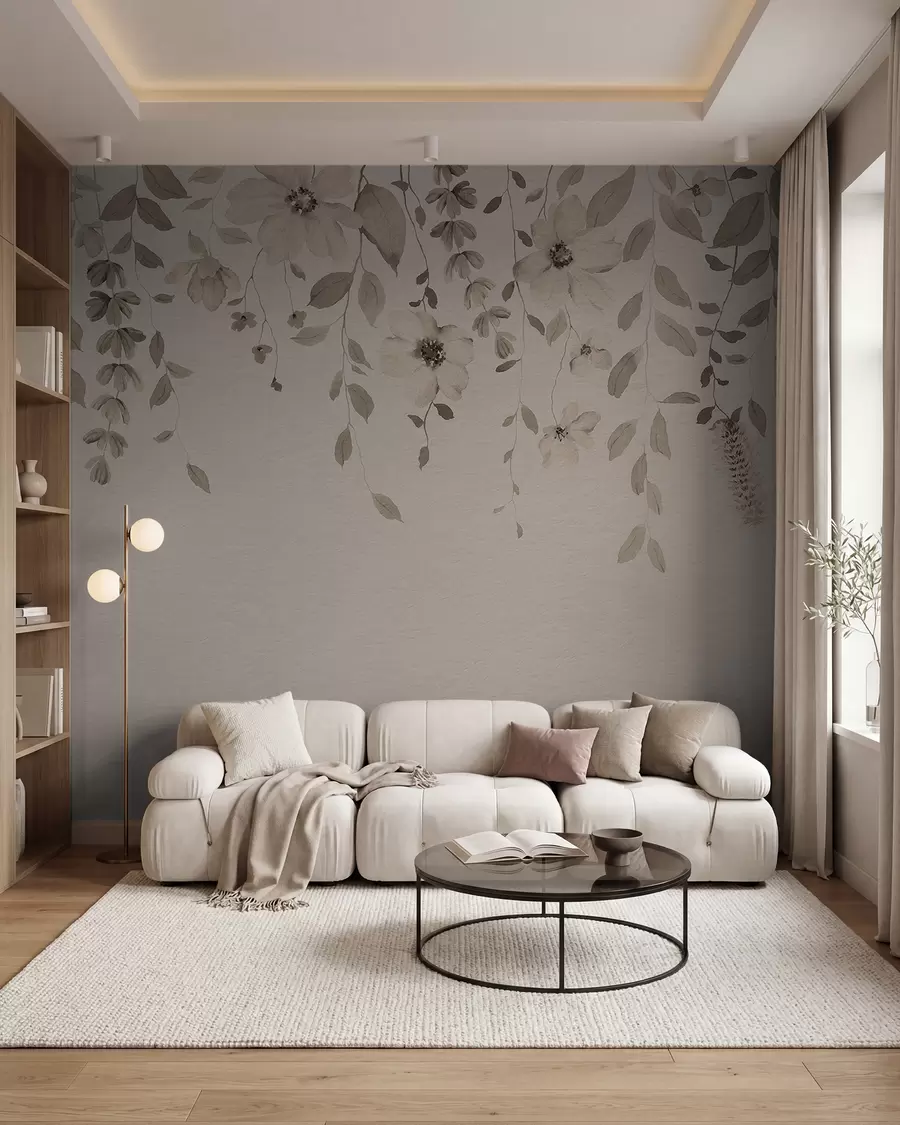 Fototapetai Pakabinamos akvarelinės gėlės ir lapai w03315v4