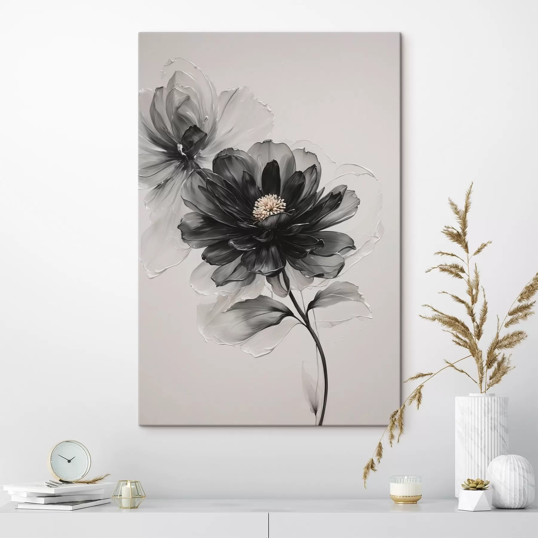 Fototapetai Juoda skaidri gėlė baltame fone s43099