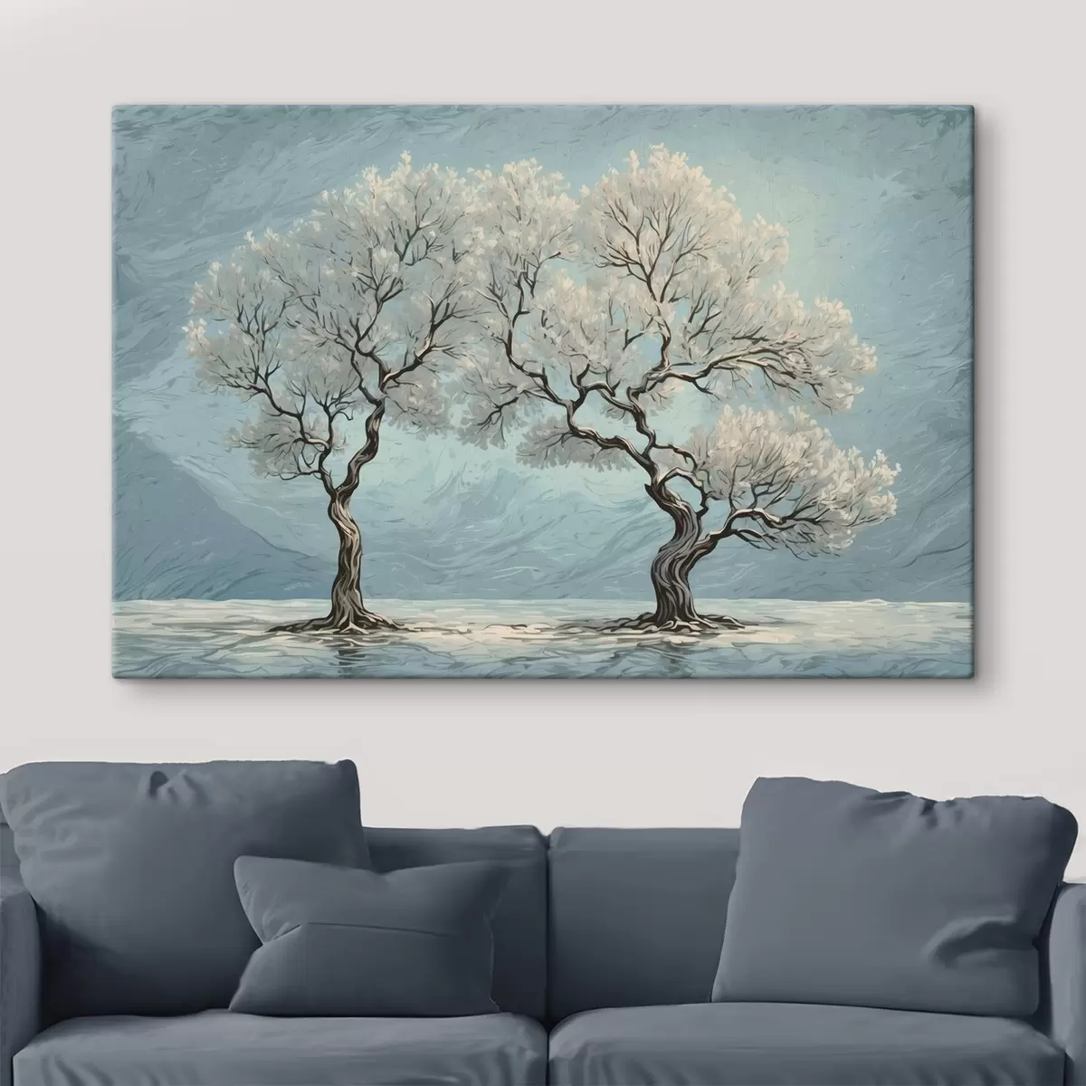 Paveikslėlis Balti medžiai akrilo tapybos stiliumi s43112