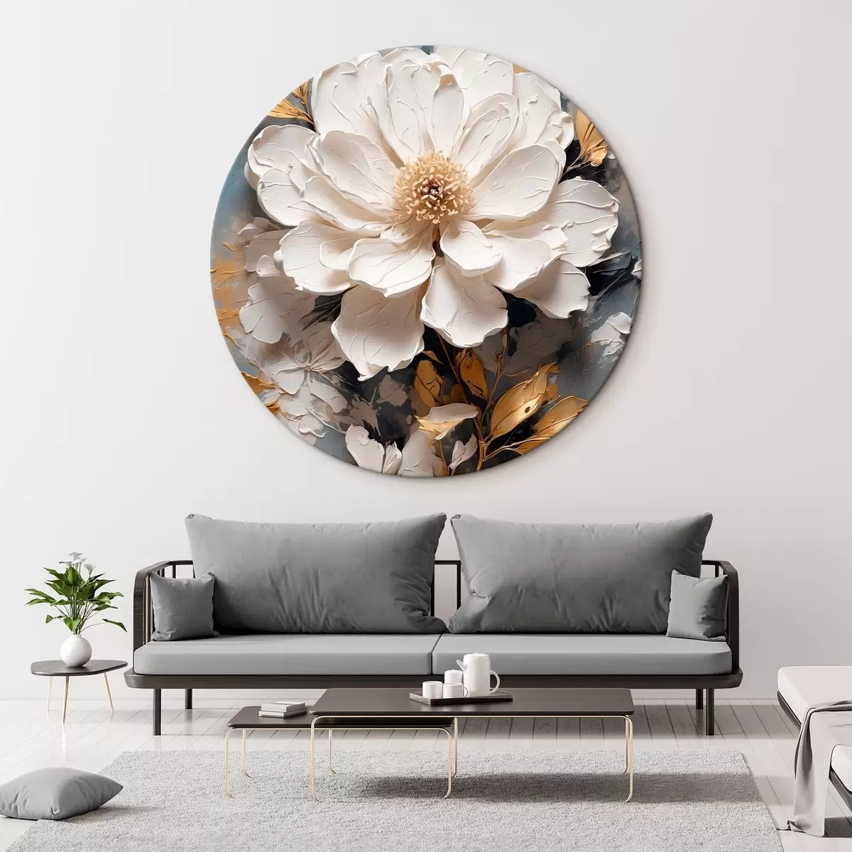 Apvalūs paveikslai Balta gėlė r43090