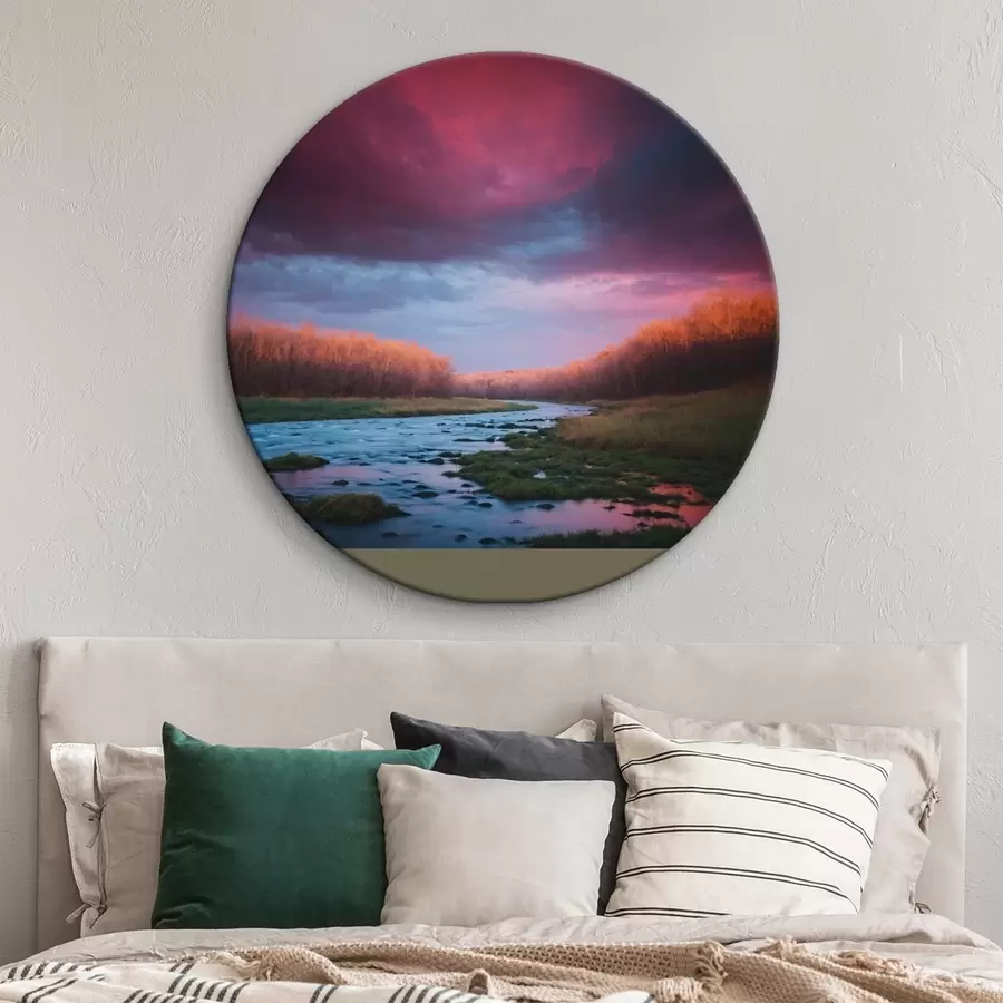 Paveikslėlis Upelis lauke violetinio dangaus fone r43120