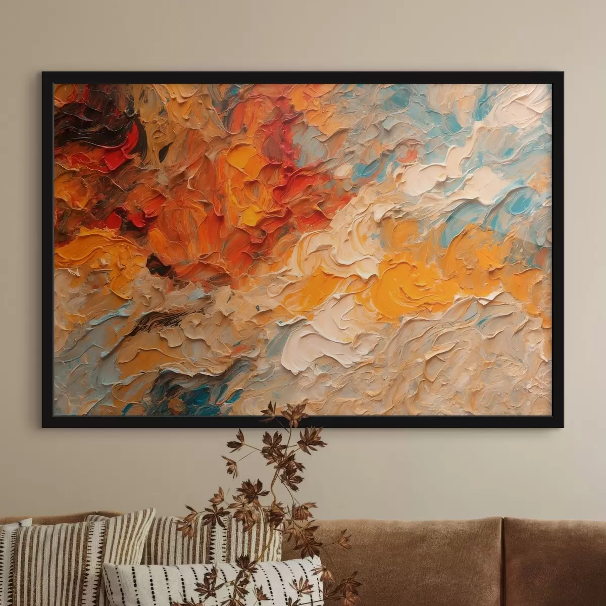 Plakatas Raudona ir balta abstraktaus stiliaus tapyba aliejiniais dažais f43092