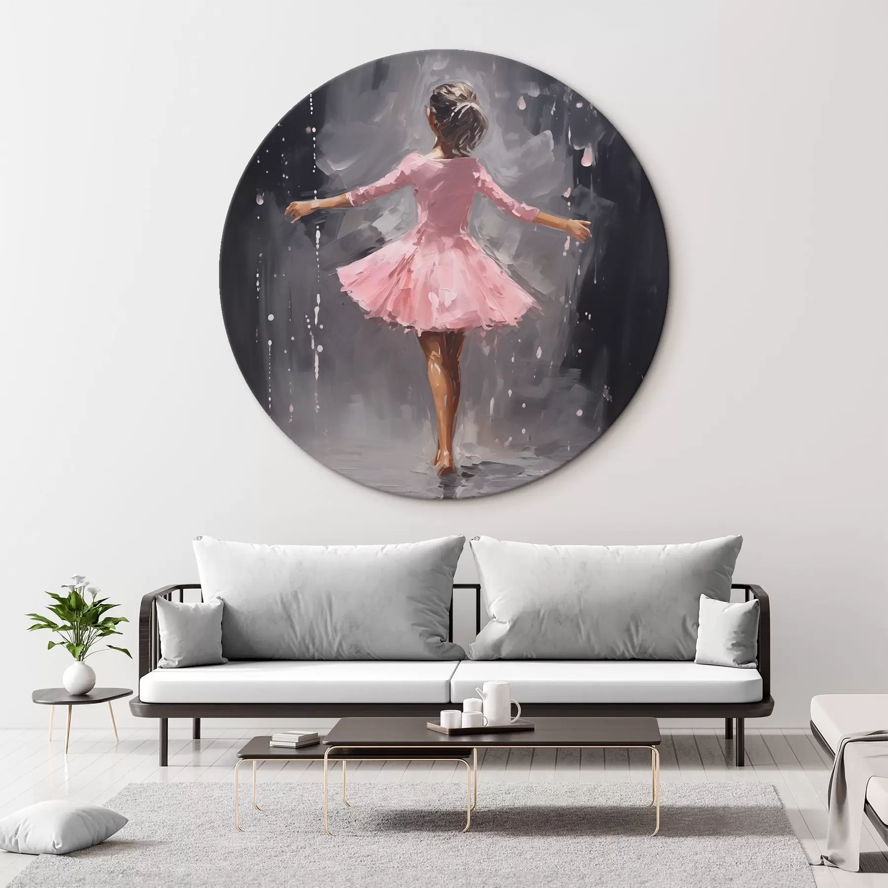 Fototapetai Žmonės, mergaitė rožine suknele, aliejinės tapybos imitacija r43258