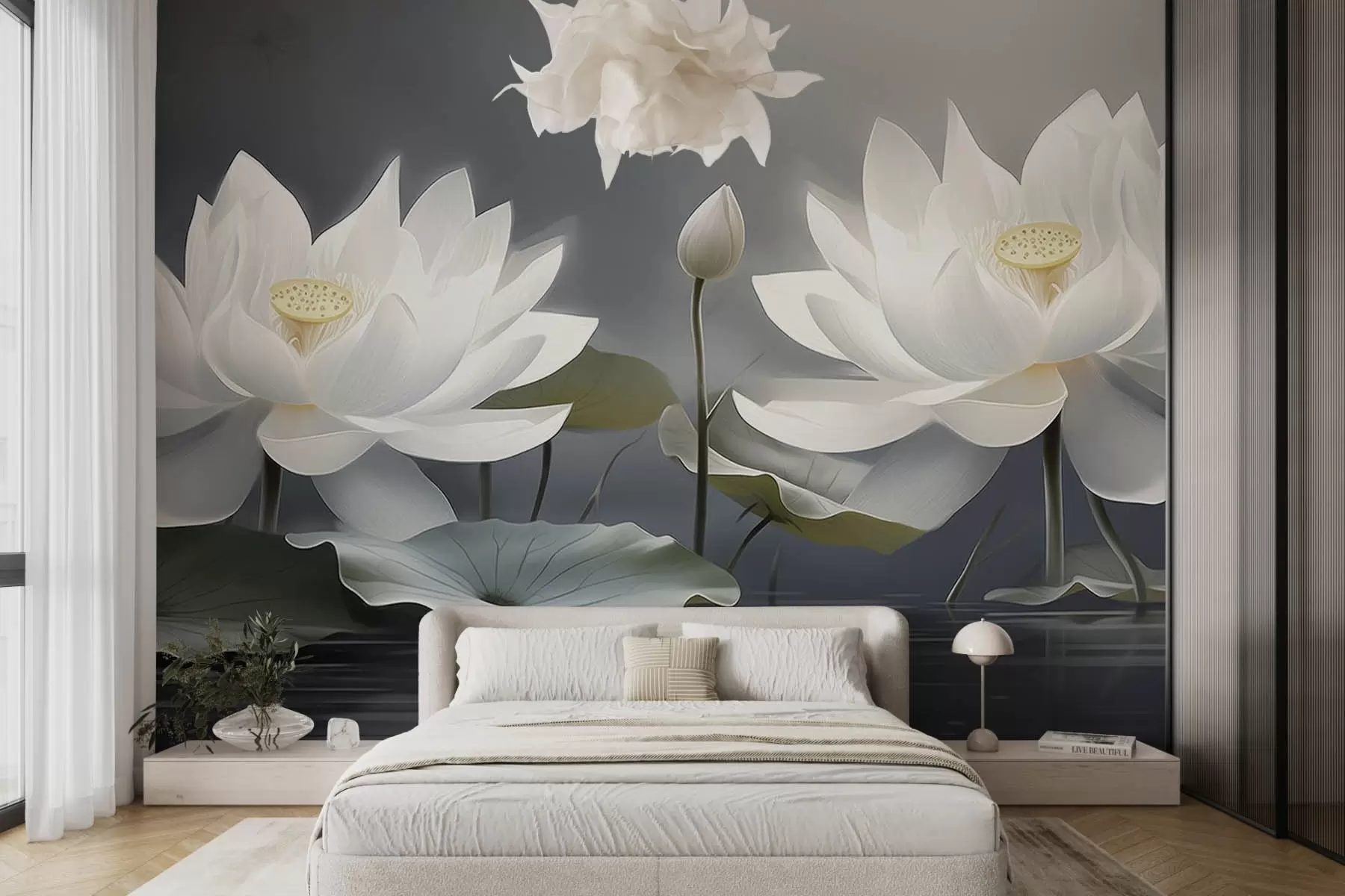 Fototapetai Du dideli lotoso žiedai w08906