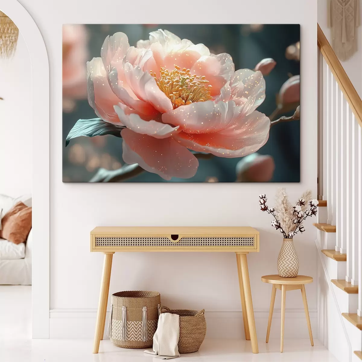 Paveikslėlis Švelni gėlė ant šakos su saulės spinduliais s43326