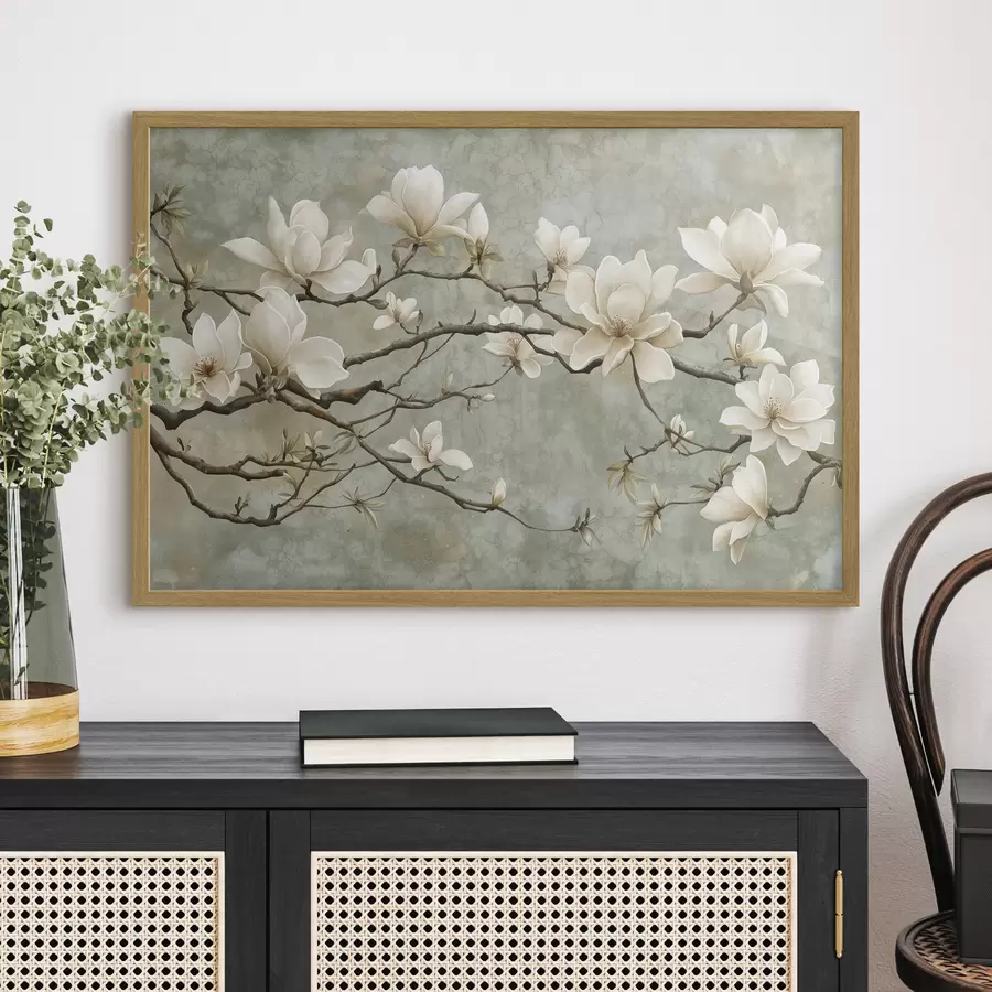 Fototapetai Magnolijos šaka pasteliniame grunge fone f43322