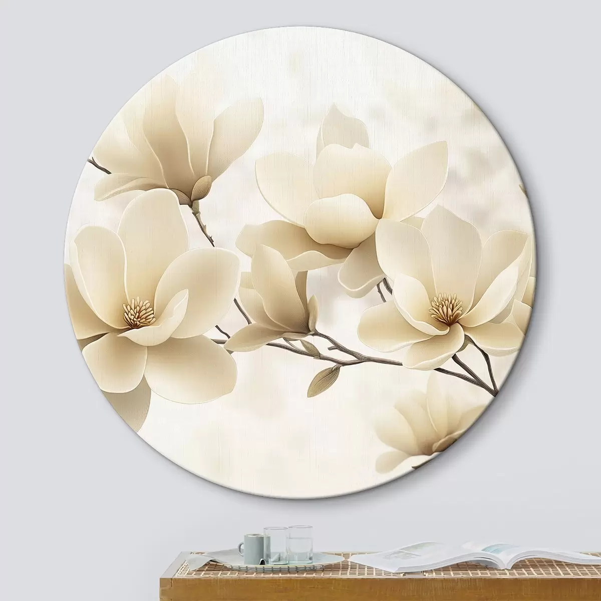 Apvalūs paveikslai Baltosios magnolijos šaka r43311