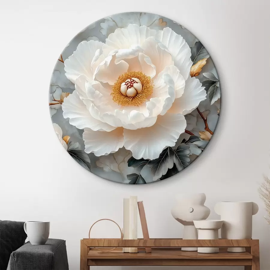 Paveikslėlis Puošnus bijūnas lapų ir mažų bijūnų fone r43315