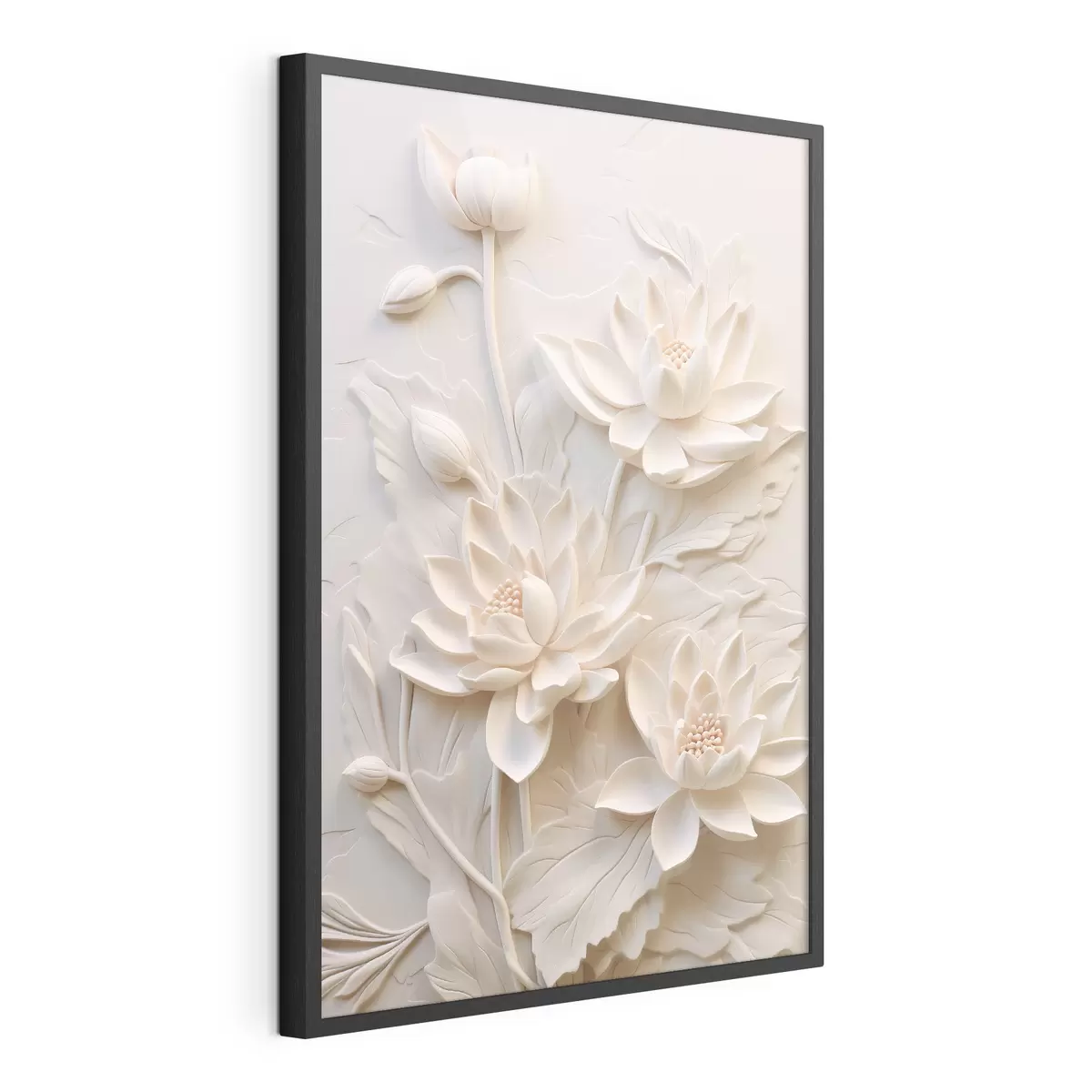 Plakatas Baltas liejinys, imitacija, gėlės f43334