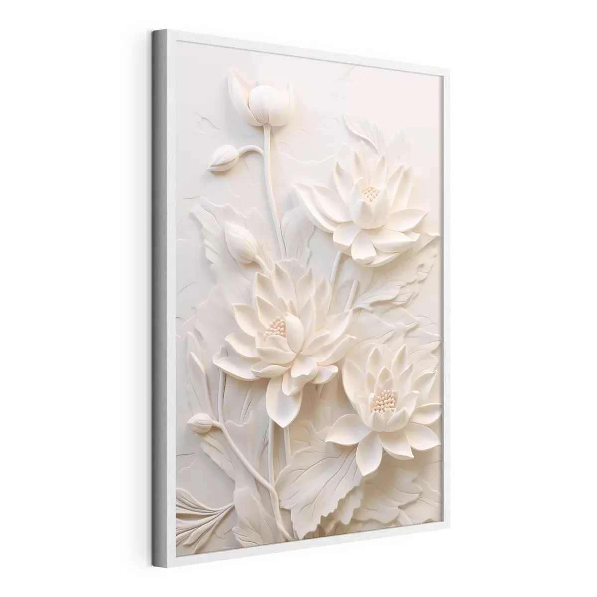 Plakatas Baltas liejinys, imitacija, gėlės f43334