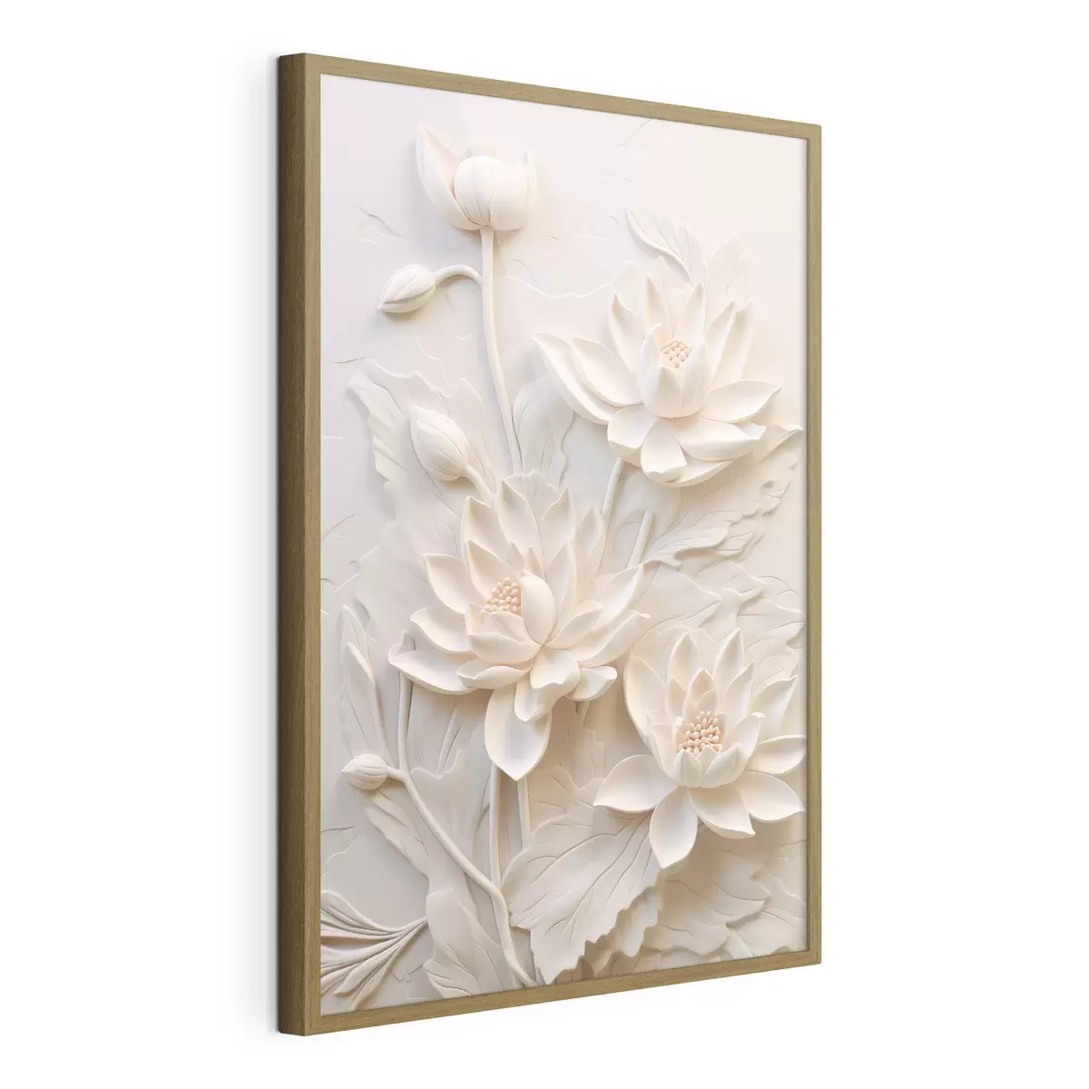 Plakatas Baltas liejinys, imitacija, gėlės f43334