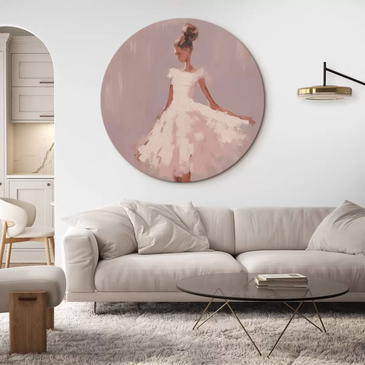 Apvalūs paveikslai Balerina abstrakti imitacinė tapyba r43342