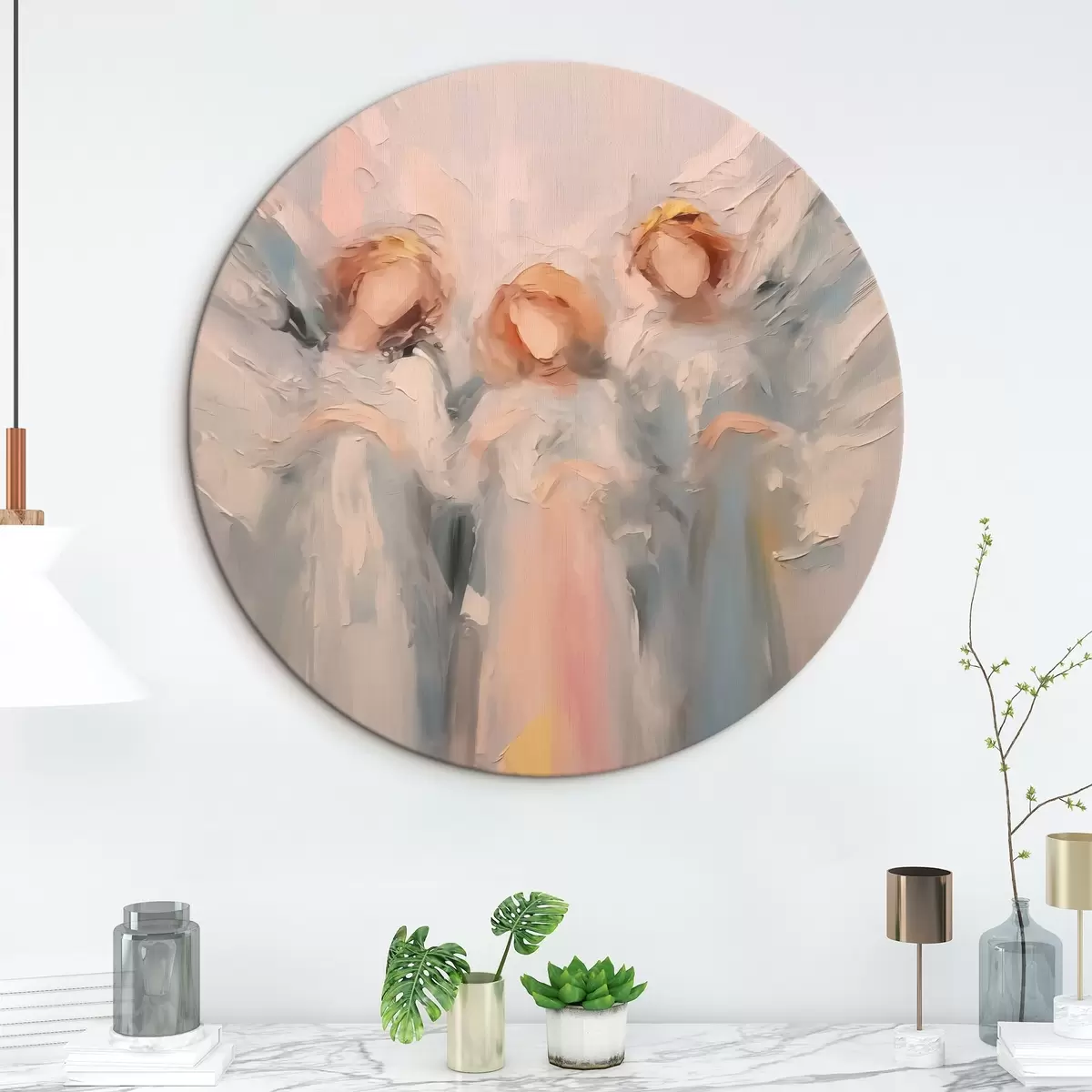 Apvalūs paveikslai Angelų imitacijos tapyba r43355
