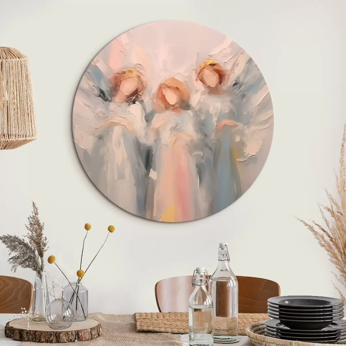 Apvalūs paveikslai Angelų imitacijos tapyba r43355